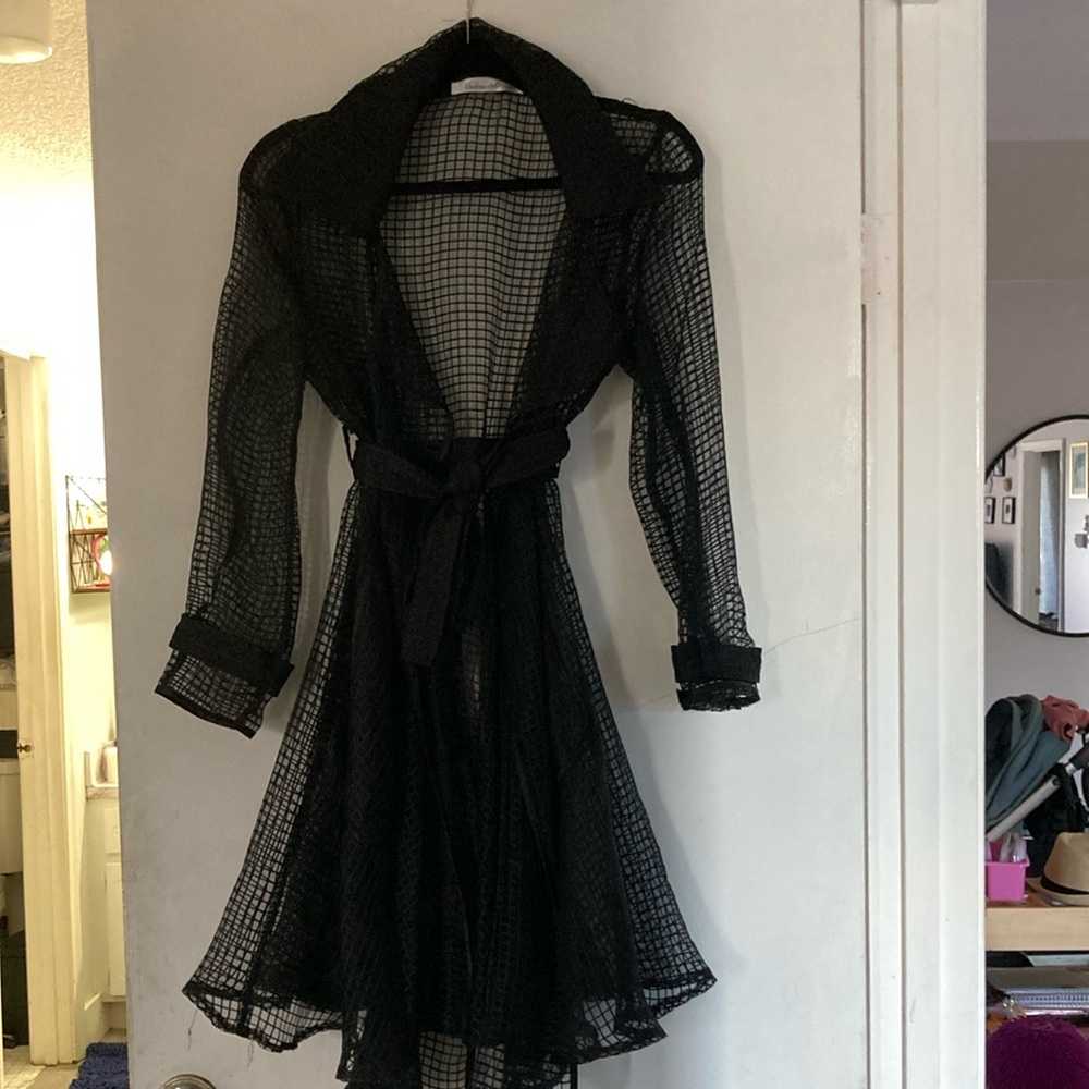 Black Sheer Chiffon Robe with Waist Tie